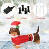 5-foot inflatable Christmas dog wearing a Santa hat, made of waterproof polyester, perfect for holiday decorations.