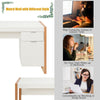 Modern white computer desk with large drawer and cabinet, ideal for study, makeup, or gaming in any home decor.