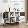 Wood display sideboard storage cabinet featuring 6 compartments, espresso grained doors, and a durable particle wood.