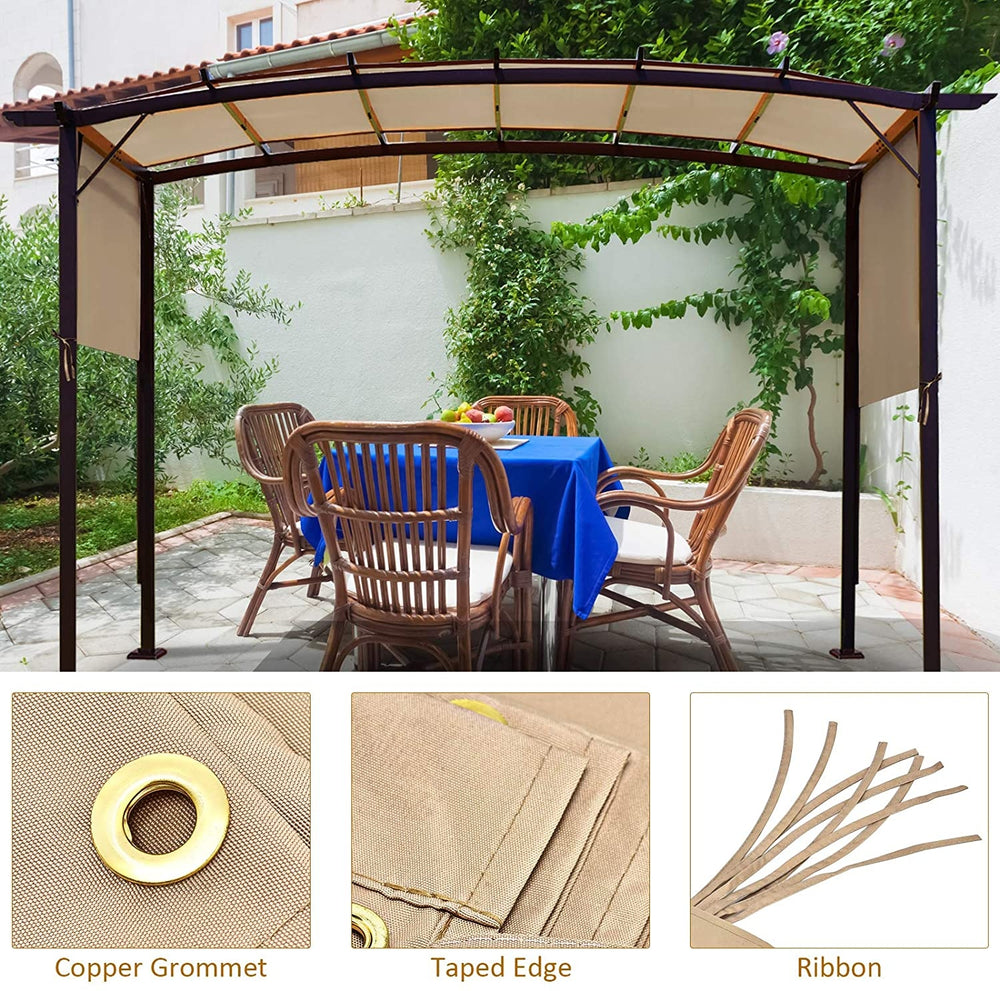 Outdoor canopy shade cover made of durable polyester with copper grommets and 4 straps, ideal for pergola use.