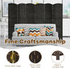 6-panel black weave folding room divider screen, 6.5 ft tall, made of durable poplar and handwoven fiber for versatile.