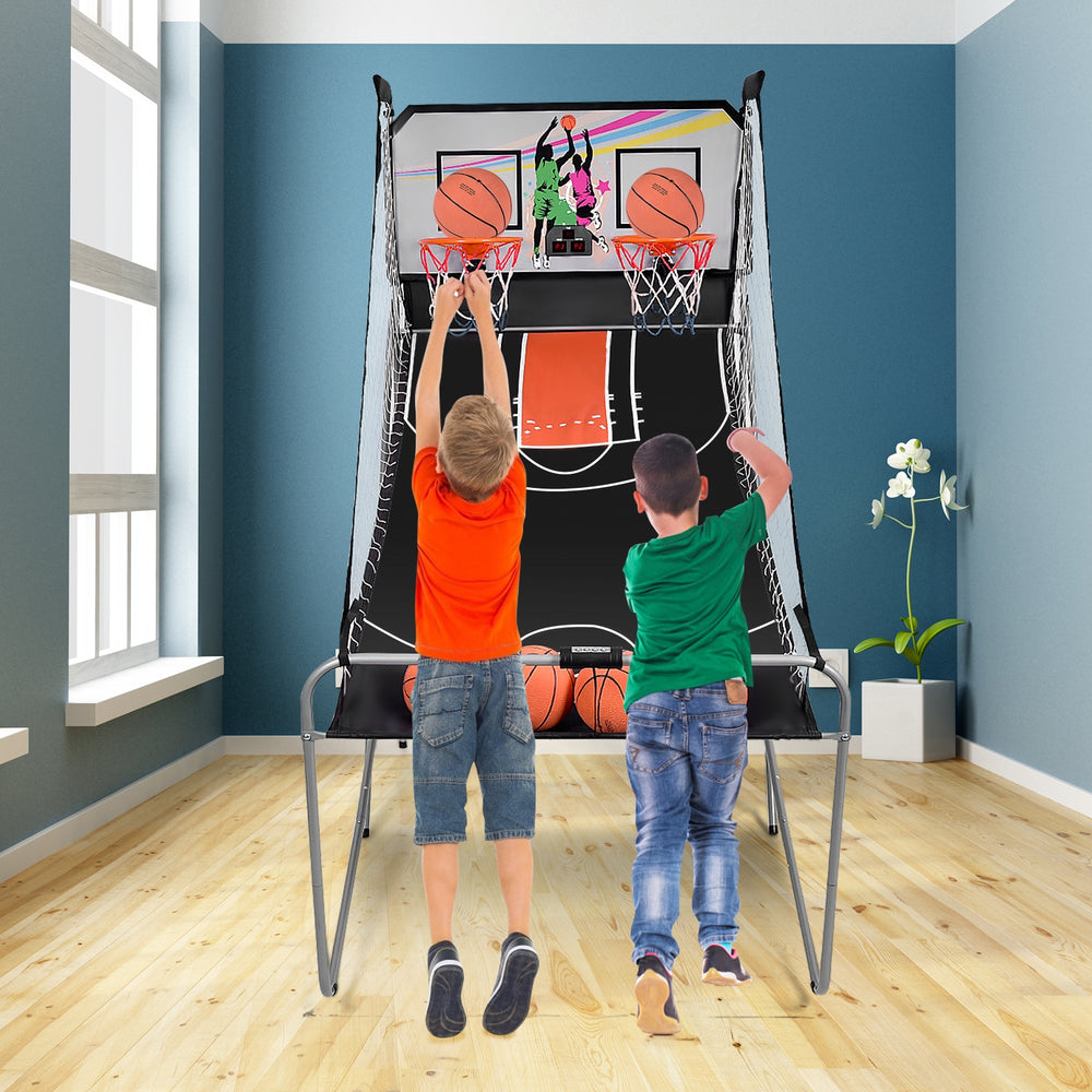 Foldable Double Electronic Basketball Game with 4 Balls Indoor-Gray - Gallery View 1 of 13