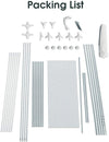 Packing list for the 10 x 20 feet waterproof canopy tent, featuring poles, connectors, and accessories for easy.