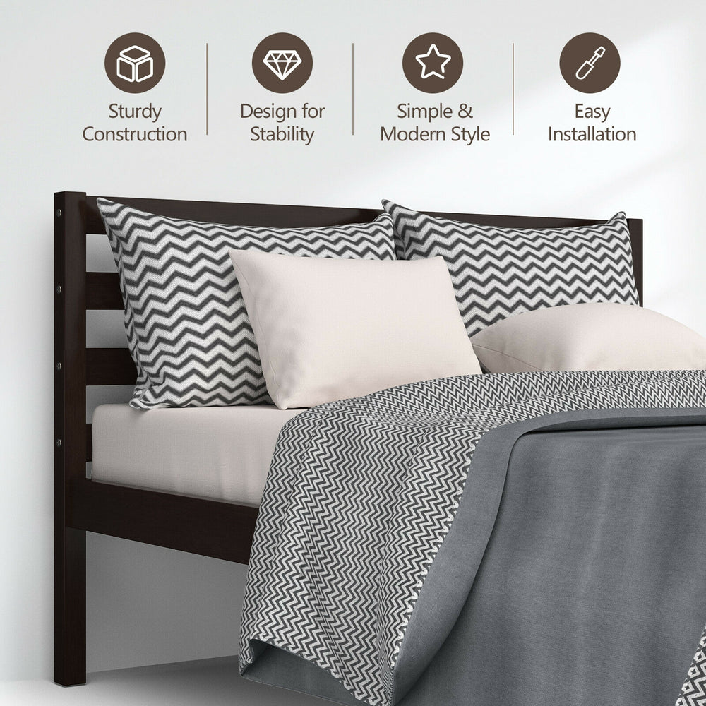 Modern Bed Frame with Wooden Headboard and Plywood Slat Support - Gallery View 9 of 12