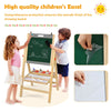 Kids art easel with adjustable height, double-sided chalkboard and whiteboard, perfect for creative activities and.