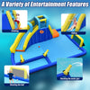 Inflatable water slide jumping house with climbing, sliding, and shooting features, perfect for summer fun for kids.