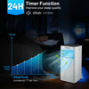 Portable 10000 BTU air conditioner in white with 24H timer, remote control, and ultra-quiet operation for versatile.