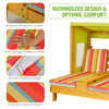 Kids patio lounge chair with multicolor striped cushions, cup holders, and awning for outdoor play and relaxation.