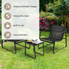 3-piece patio bistro set featuring ergonomic chairs and a glass top table, perfect for outdoor relaxation in black.