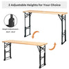 66.5-inch outdoor wood folding picnic table with adjustable heights, featuring a sturdy design for camping and picnics.