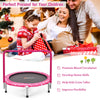 36-inch pink kids trampoline with full covered handrail, designed for safe indoor and outdoor fun for ages 3-10.