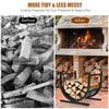 U-shaped 17-inch firewood rack made of heavy-duty steel, designed for efficient wood storage and display indoors or.