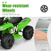 Wear-resistant wheels of the 6V Kids ATV Quad, suitable for wood, asphalt, and tile roads for safe riding.