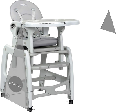 Costway 3-in-1 Baby High Chair Gray 95206483 New