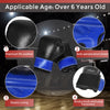 Blue boxing gloves made of premium PU leather with elastic lining and anti-perspiration holes for kids over 6 years old.