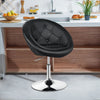 Adjustable swivel round chair in black PU leather with a stylish tufted back, perfect for adding elegance to any space.
