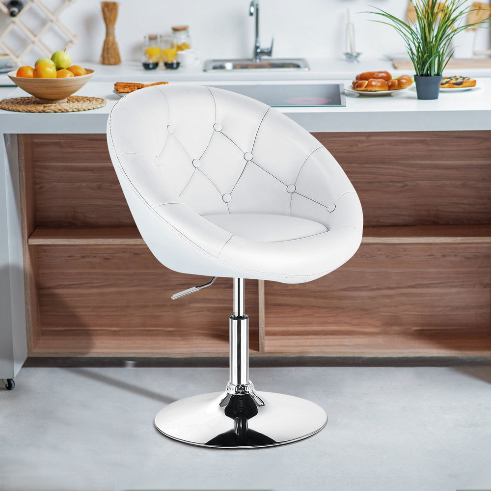 1 Piece Adjustable Modern Swivel Round Tufted-White - Gallery View 1 of 12