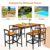 7-piece acacia wood patio rattan bar set with umbrella hole, perfect for outdoor dining in backyard, garden, or.