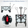 Outdoor folding wagon cart in gray with adjustable handle, collapsible design, and universal wheels for easy transport.