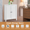 White 2-door bathroom storage cabinet with adjustable shelves, ideal for towels and toiletries, suitable for various.