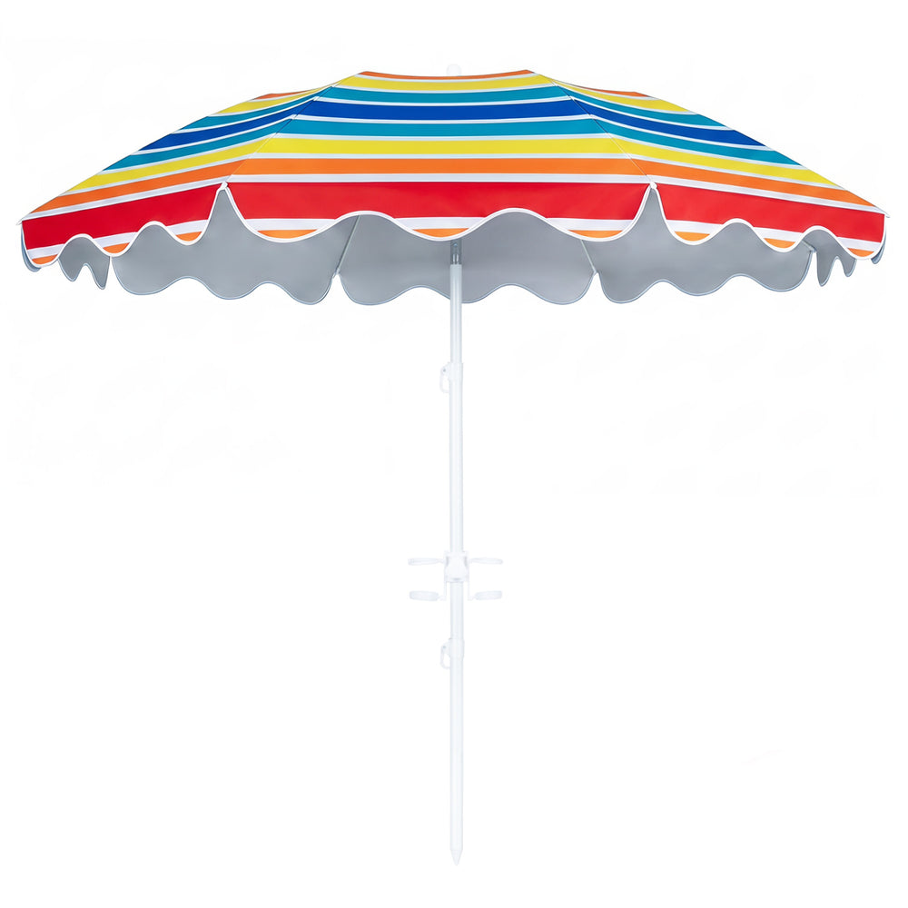 6.5 FT Beach Umbrella UPF 50+ with Sand Anchor for Garden Pool Backyard-Multicolor - Gallery View 1 of 1