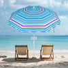 Colorful 6.5 ft beach umbrella with UPF 50+ protection and foldable cup holders, perfect for beach or backyard use.