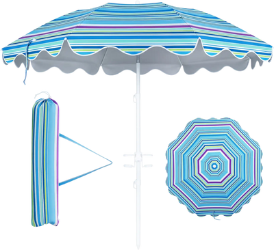 Costway 6.5' Beach Umbrella UPF 50+ Sand Anchor 20237657 New
