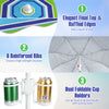 The 6.5 FT beach umbrella features a stylish finial top, 8 reinforced ribs, and dual foldable cup holders for convenience.