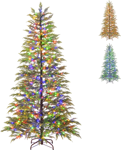Costway Artificial Christmas Tree w/ Colorful LED Lights 31514643 New