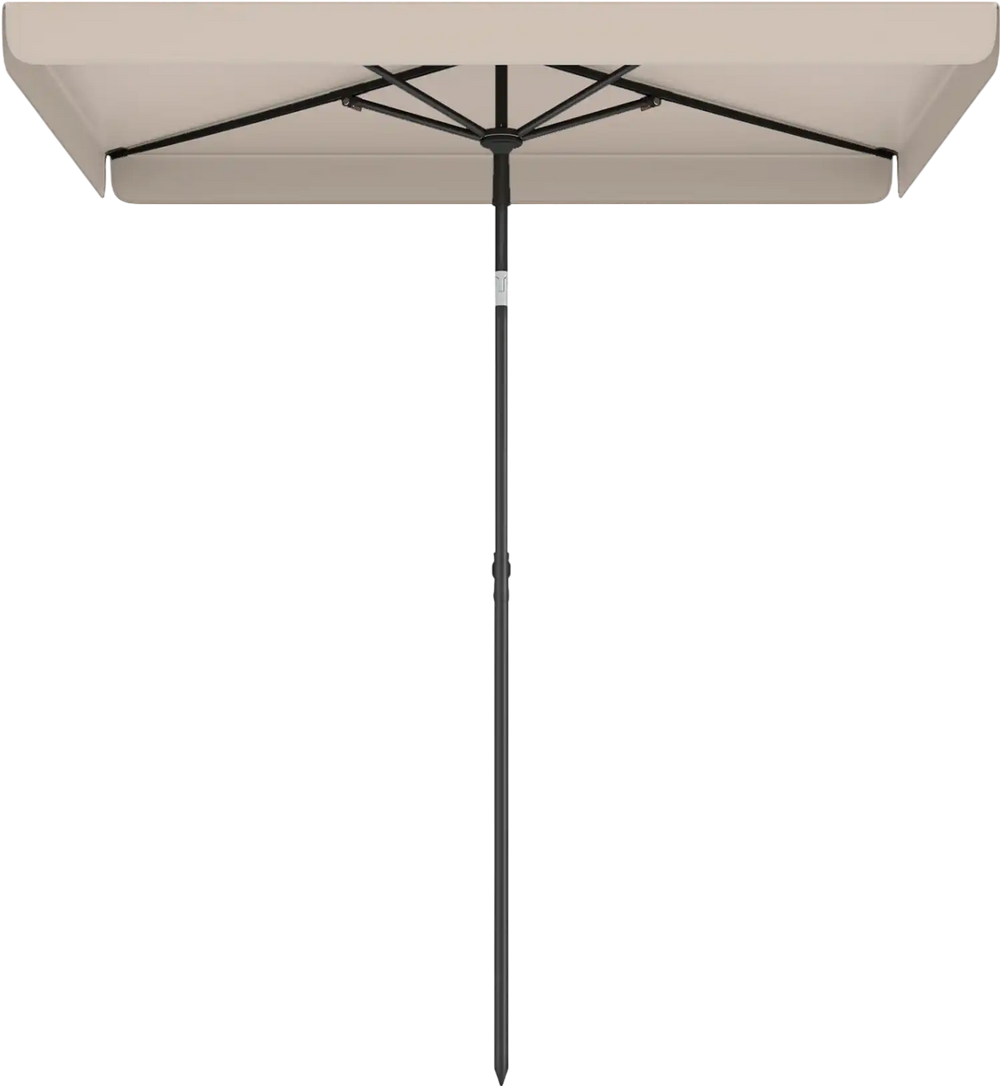 Rectangular 6.5 x 4.3 feet outdoor umbrella in beige with tilt adjust button, ideal for balconies and gardens.