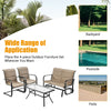 4-piece outdoor patio furniture set featuring a padded glider loveseat and coffee table, perfect for backyard.
