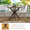 Round 36-inch wood dining table with intersecting pedestal base, solid rubber wood legs, and 264 lbs load capacity for.