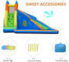 Kids inflatable water slide with climbing wall, splash pool, and accessories for outdoor fun and safety.