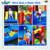 Colorful 9-in-1 inflatable kids water slide bounce house with climbing, sliding, and shooting features for outdoor fun.