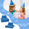 Convertible kids couch set in blue with 2 folding mats and pillows, perfect for playrooms and imaginative fun.