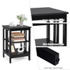 3-tier black nightstand with open compartments, made of durable MDF, perfect for living room or bedroom storage.