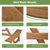 Close-up of the waterproof surface and round edges of the dark brown 6-person wooden picnic table for outdoor use.