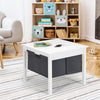 Kids double-sided activity table in white with storage drawers, perfect for play, reading, and creative activities.