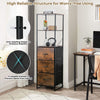Freestanding vertical dresser with 3 drawers and 3 shelves in rustic brown, featuring a sturdy steel frame for.