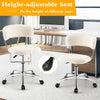Adjustable Sherpa office chair with swivel design and chrome base, perfect for computer desks or vanity use.