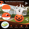 6 feet inflatable Halloween pumpkin with ghosts, waterproof fabric, and rotating lamp for outdoor decorations.