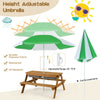 Height adjustable umbrella in green for the 3-in-1 kids picnic table, made of durable, waterproof polyester for outdoor.