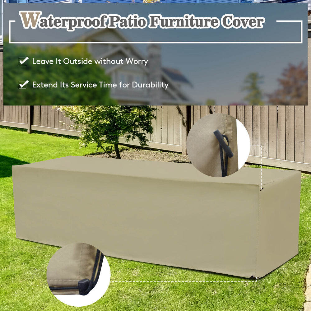 Waterproof cover for 8-piece patio rattan furniture set, designed for durability and outdoor protection.