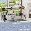 2 Tier adjustable over sink dish drying rack with chopping board and utensil holder for organized kitchen space and.