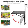 Railing folding table with adjustable heights, made of durable iron, ideal for balconies and flower shops.