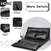 Foldable black PU leather leisure floor sofa bed with adjustable back and two pillows, perfect for small spaces and.