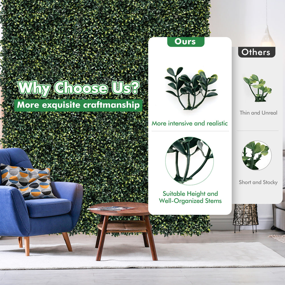 Artificial peanut leaf hedge panel with 4-layer leaves, UV resistant, ideal for decorating walls and fences.