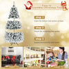 6 ft pre-lit snow flocked artificial Christmas tree with hinged design, ideal for festive home and office decoration.