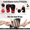 Kids' black punching gloves with thick padding and ventilation for safe training in Karate and Taekwondo.