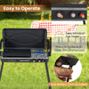 Portable black 2-in-1 gas camping grill and stove with detachable legs, featuring easy temperature control and electric.